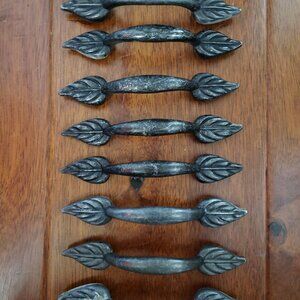 17x P7303 Vibra Pewter 3" Leaf Cabinet Drawer Pull Hickory Hardware Touch Spring